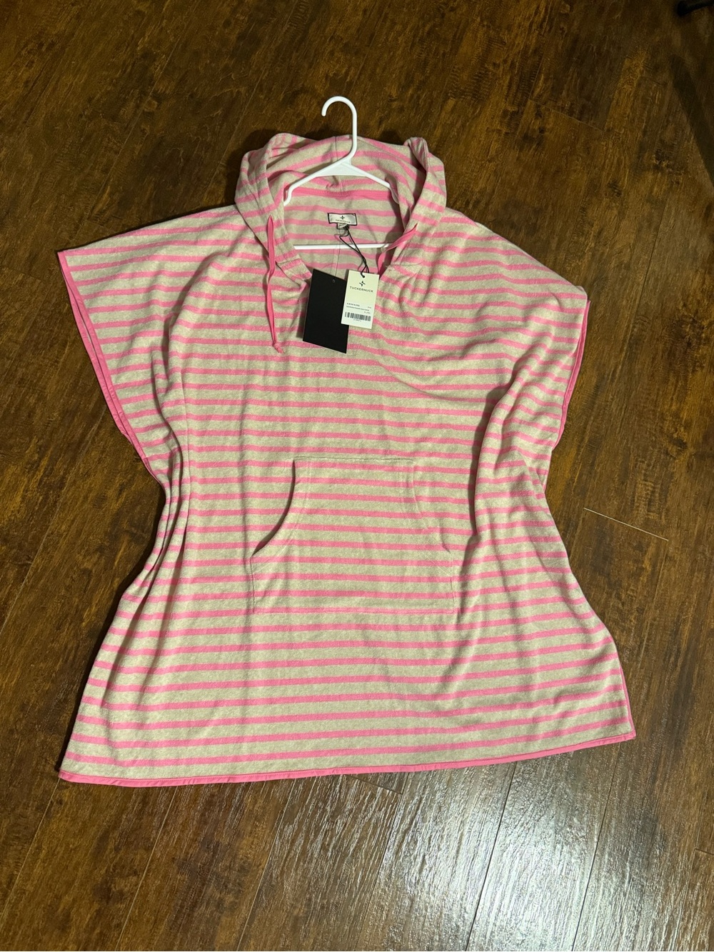 Tuckernuck Tnuck Beach Pink & Tan Stripe Terrycloth Cabana Coverup XL/XXL NWT